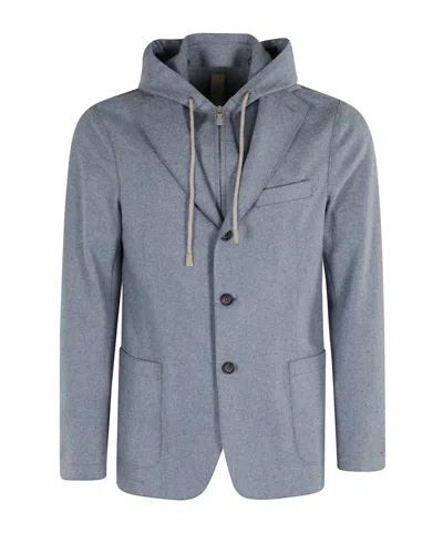 ELEVENTY SINGLE BREASTED HOODED JACKET SUGAR