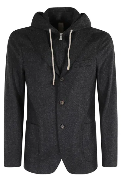 Eleventy Blazer With Detachable Hood In Black
