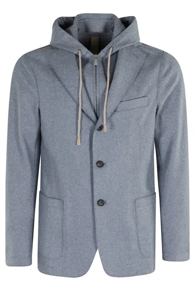 ELEVENTY ELEVENTY SINGLE-BREASTED JACKET WITH DRAWSTRING HOOD