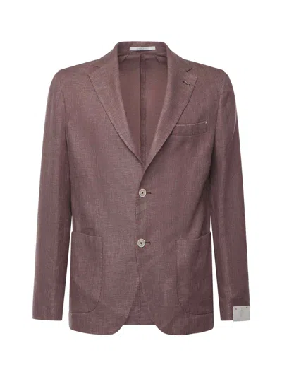 Eleventy Single-breasted Jacket With Patch And Pocket In Purple