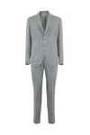 Eleventy Single-breasted Linen And Wool Suit In Denim