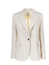 Eleventy Sand Linen Single-breasted Jacket In Beige