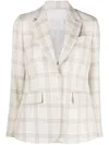 Eleventy Check-print Single-breasted Blazer In White