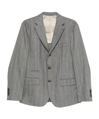 Eleventy Single-breasted Long Sleeve Suit Jacket In Gray