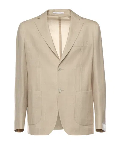 Eleventy Single-breasted Long-sleeved Suit Jacket In Brown
