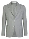 Eleventy Single-breasted Patch-pocket Blazer In Gray