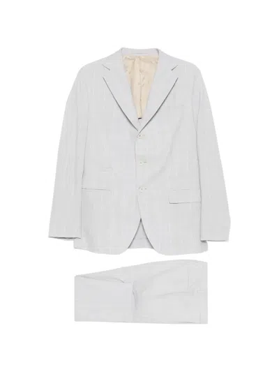 Eleventy Single Breasted Pences Suit In Blue