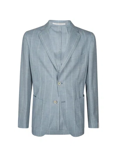 Eleventy Single-breasted Pinstripe Blazer In Blue