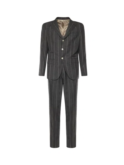 Eleventy Pinstripe Single-breasted Suit In Grey