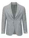 Eleventy Single-breasted Striped Blazer In Gray
