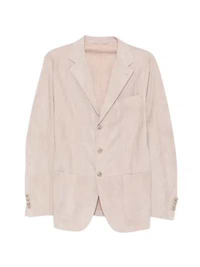 Eleventy Single-breasted Suede Blazer In Orange