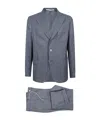 Eleventy Tailored Grey Check Suit With Notch Lapel In Blue