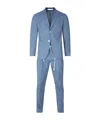 Eleventy Tailored Suit With Chest Pocket And Notched Lapel In Blue