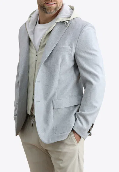 Eleventy Single-breasted Wool And Cashmere Jacket In Blue