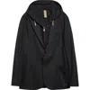 Eleventy Single Breasted Wool Blend Sport Coat With Removable Hooded Bib In Black