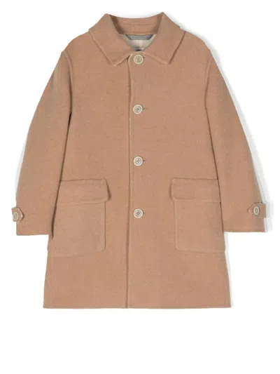 Eleventy Kids' Single-breasted Wool-cashmere Coat In Beige