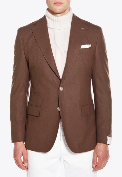 Eleventy Single-breasted Wool Jacket In Brown