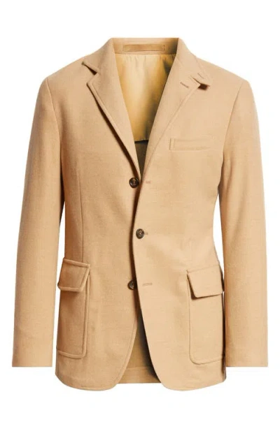 Eleventy Single Breasted Wool Knit Sport Coat In Camel
