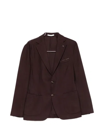 Eleventy Single-breasted Notched-lapels Blazer In Brown