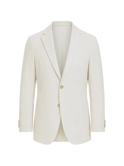 Eleventy Single-breasted Notch-lapel Blazer In White