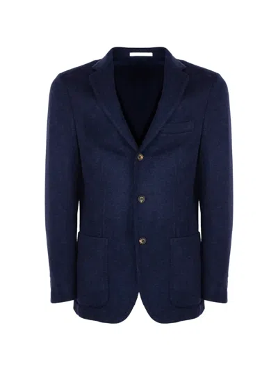 Eleventy Single-breasted Patch-pocket Blazer In Blue