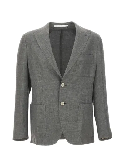 Eleventy Single-breasted Peak-lapel Blazer In Gray