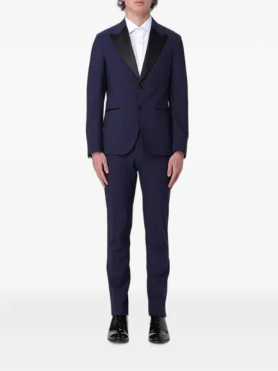 Eleventy Single-breasted Peak-lapel Suit In Blue