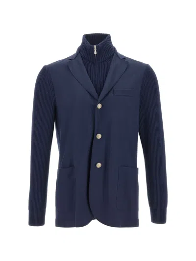 Eleventy Single-breasted Wool Jacket In Blue