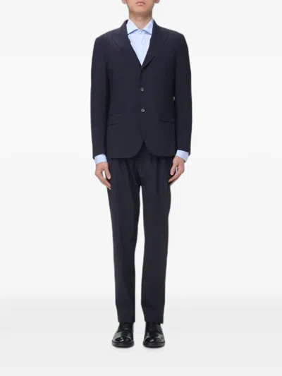 Eleventy Single-breasted Wool-blend Suit In Blue