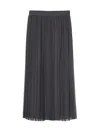 Eleventy Pleated Midi Skirt In Smoke Melange Gray