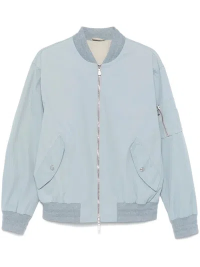 ELEVENTY SKY BLUE TWILL BOMBER JACKET