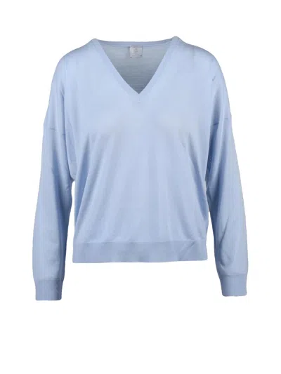 Eleventy Sky Blue Women Wool V-neck Pullover