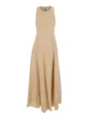 Eleventy Beige Long Sleeveless Dress In Linen Woman In Neutral