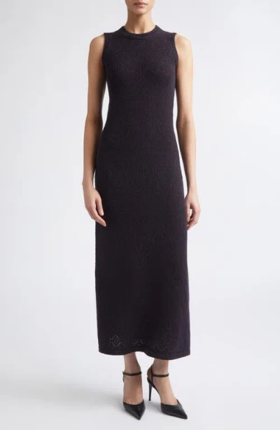 Eleventy Sleeveless Cashmere Pointelle Sweater Dress In Blue