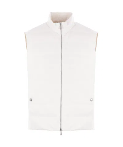 Eleventy Sleeveless Down Vest In White