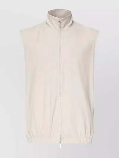 Eleventy Sleeveless High Neck Vest With Elasticized Hem