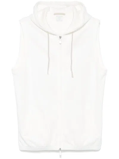 Eleventy Sleeveless Hoodie In 白色