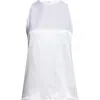 Eleventy Sleeveless Silk Satin Top In White