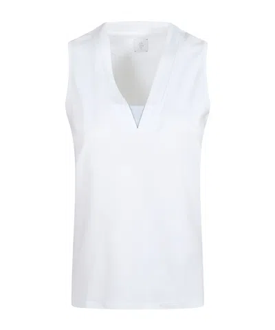 Eleventy Sleeveless V-neck Top In White