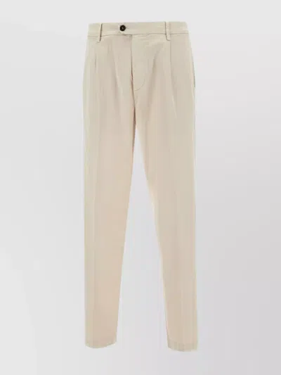 Eleventy Slim Fit Cotton And Silk Blend Trousers In Neutral
