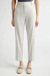 Eleventy Slim Fit High Waist Linen & Wool Pants In Light Melange Grey
