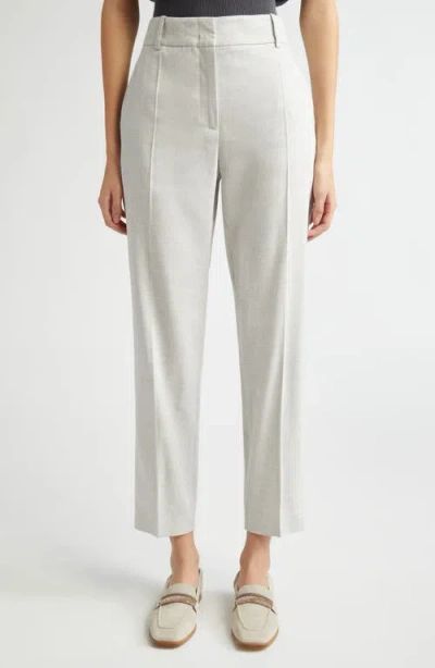 Eleventy Slim Fit High Waist Linen & Wool Pants In Light Melange Grey