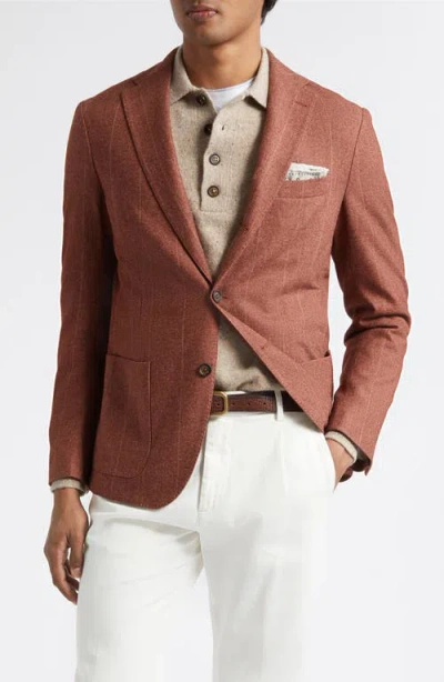 Eleventy Slim Fit Pinstripe Wool & Cotton Blend Sport Coat In Brown