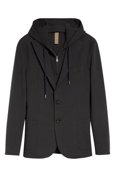 Eleventy Slim Fit Piqué Sport Coat With Removable, Hooded Bib In Gray