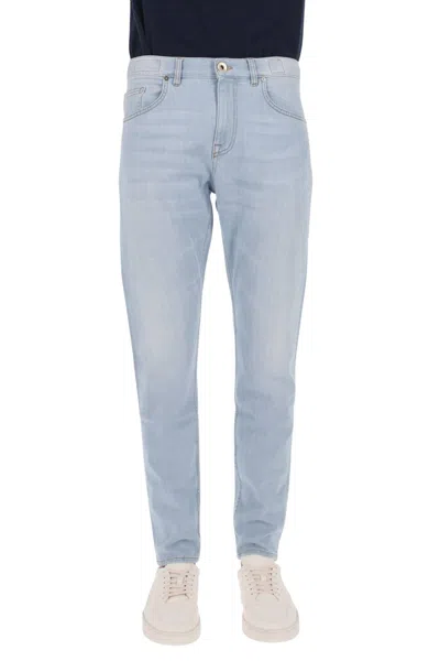 Eleventy Slim Fit Stretch Denim Jeans With Five-pocket Design In Blue