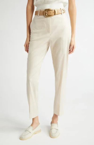 Eleventy Slim Fit Stripe Stretch Virgin Wool Blend Pants In Sand