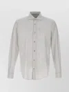 Eleventy Slim Fit Striped Cotton Shirt With Vertical Stripes In Gray