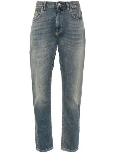 Eleventy Faded-effect Slim-fit Jeans In Blue