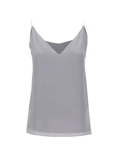 Eleventy Slim Strap V-neck Top In Gray