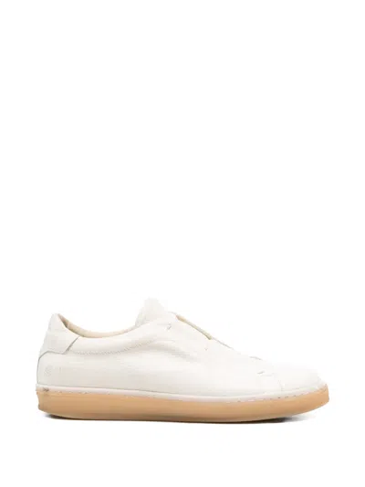 Eleventy Slip-on Leather Sneakers In Neutral